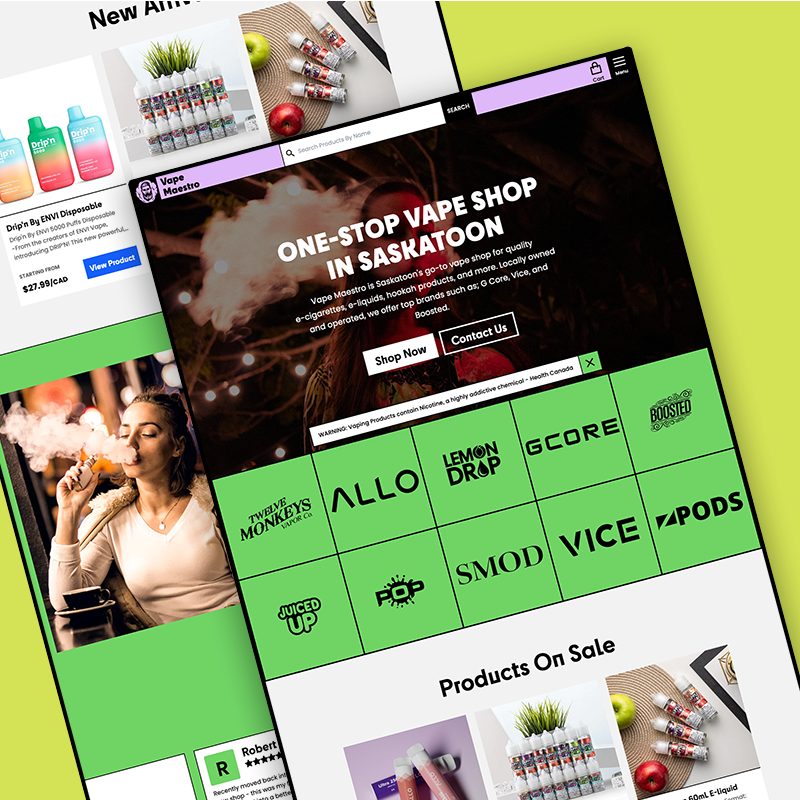 Vape shop web design company 