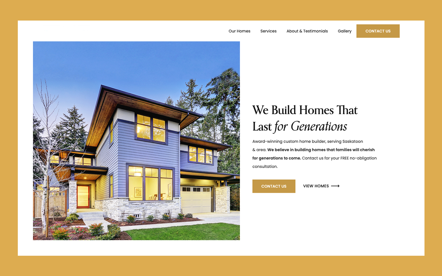 Custom Home Builder Websites Saskatoon